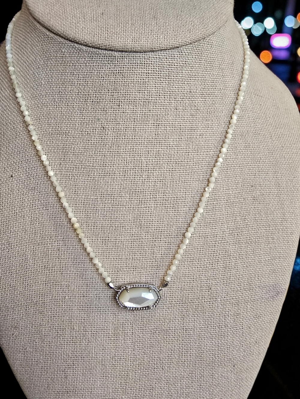 Kendra Scott "Elisa" Mother Of Pearl Beads And Pendant Necklace